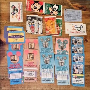 Vintage Disney world Passport SuperPass World Hopper Tickets Passes 1990's Lot